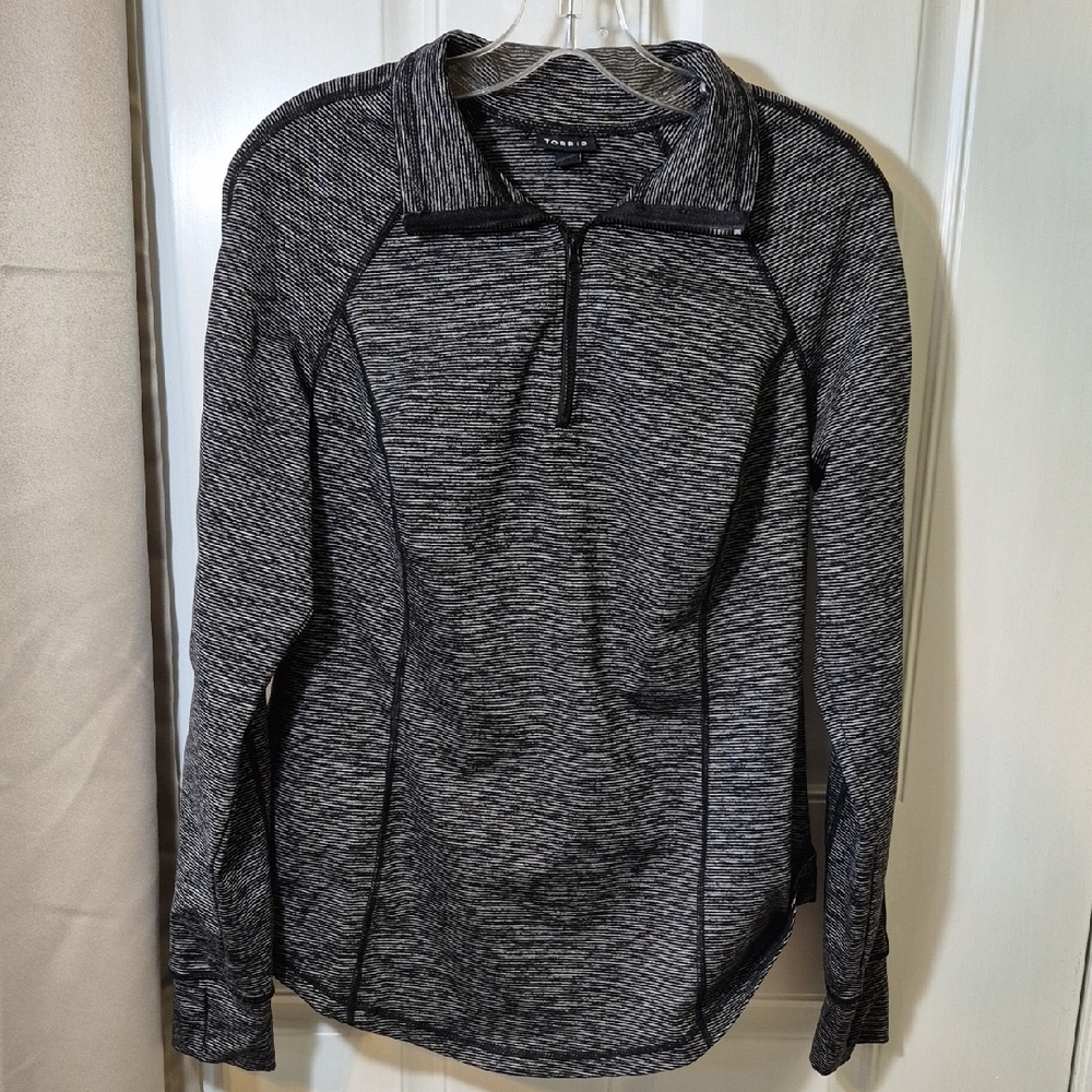 Torrid Black & Gray Fitted Performance Jacket Small